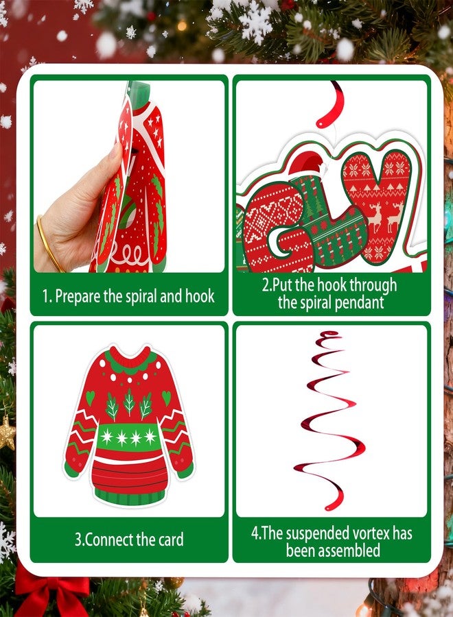 Luktastic Ugly Sweater Party Decorations, 22 Pcs Ugly Christmas Sweater Party Supplies Hanging Swirls Cardboard Cutout Banner for Christmas Holiday Baby Shower Supplies Decorations - Image 5